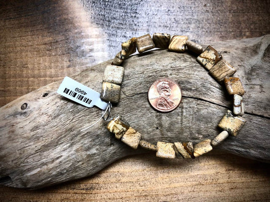 Picture Jasper Square Bead Strand - 10mm - 8"