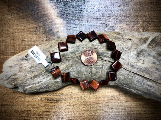 Red Tiger Eye Diamond Bead Strand - 10mm - 8"