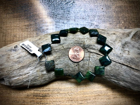 Chinese Jade Diamond Bead Strand - 10mm - 8"