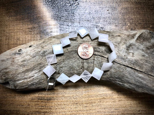 Rose Quartz Diamond Bead Strand - 10mm - 8"