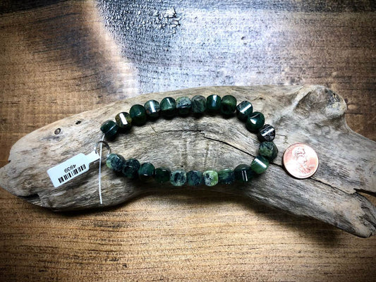 Chinese Jade Cushion Bead Strand - 8mm - 8"