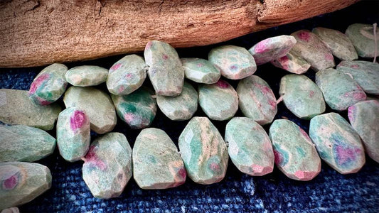 Natural Ruby in Zoisite Bead Strand - 17mm x 11mm - 15”