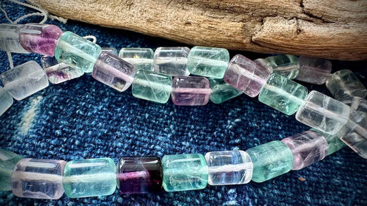 Fluorite Bead Strand - Smooth Barrels - 11mm x 8mm - 15.75”