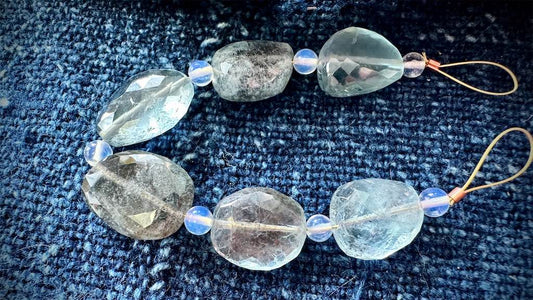 Moss Aquamarine Bead Strand - Faceted Nuggets - 13mm x 12mm - 17mm x 13mm - 4.25”