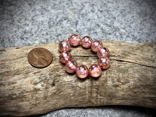 Vintage Japanese Glass 10mm Round Bead Strand