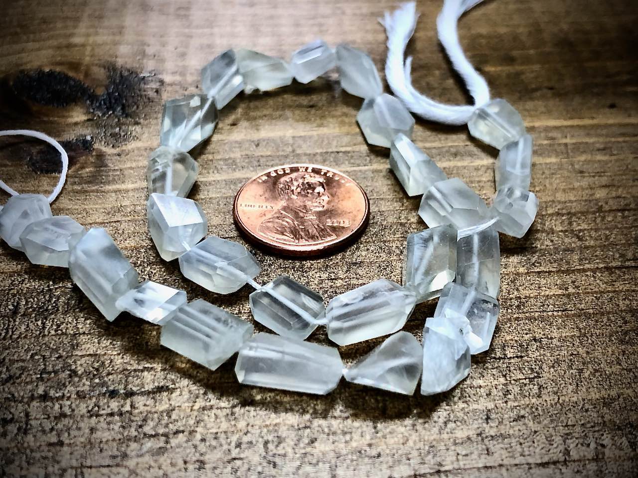 Moonstone Faceted Nuggets Bead Strand - 10"