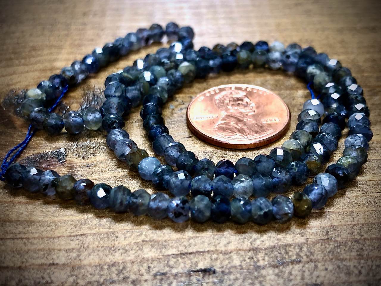 Iolite Faceted Rondelles Bead Strand - 3mm x 4mm - 15"