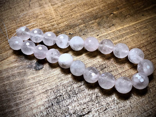 Rose Quartz (Dyed) Faceted Rounds Bead Strand - 10mm - 8"