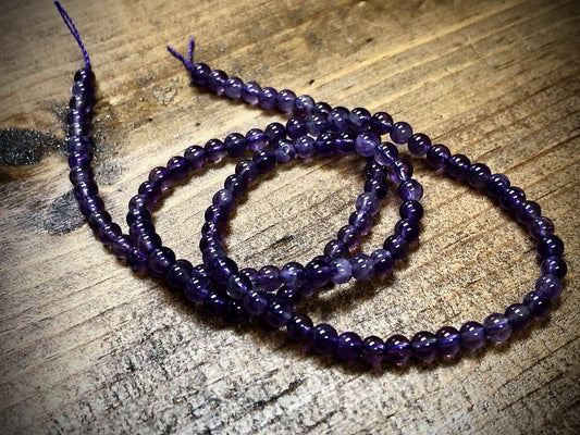 Amethyst Smooth Rounds Bead Strand - 4mm - 15"