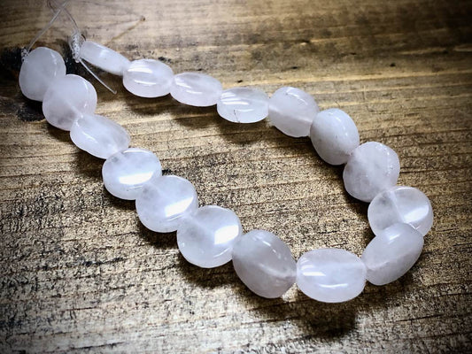 Rose Quartz (Dyed) Smooth Coins Bead Strand - 12mm - 8"