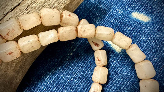 African Glass Bead Strand - Twisted Rectangles - 10mm x 8mm - 24”