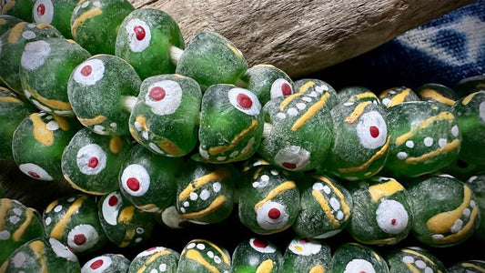 African Glass Bead Strand - Large-Hole Rounds - 15mm - 21”