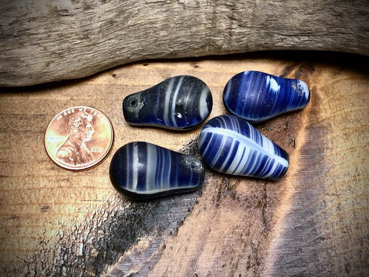 African Trade Bead Lot: 4 Mali Wedding Trade Beads—15mm x 24mm