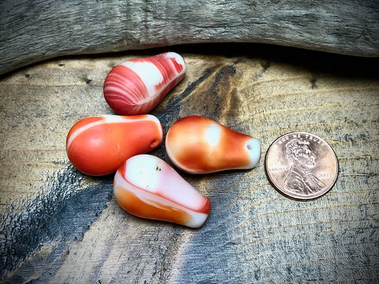 African Trade Bead Lot: 4 Mali Wedding Trade Beads—15mm x 24mm