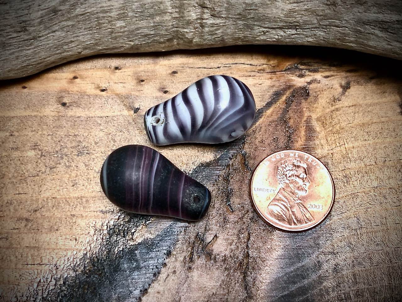 African Trade Bead Lot: 2 Mali Wedding Trade Beads—15mm x 24mm