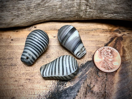 African Trade Bead Lot: 3 Mali Wedding Trade Beads—15mm x 24mm