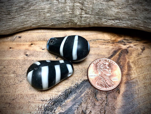 African Trade Bead Lot: 2 Mali Wedding Trade Beads—15mm x 24mm