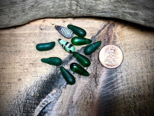 African Trade Bead Lot: 10 Mali Wedding Trade Beads—7mm x 16mm