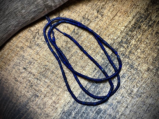 Lapis Micro Tubes Bead Strand - 1mm x 2mm - 15.5"