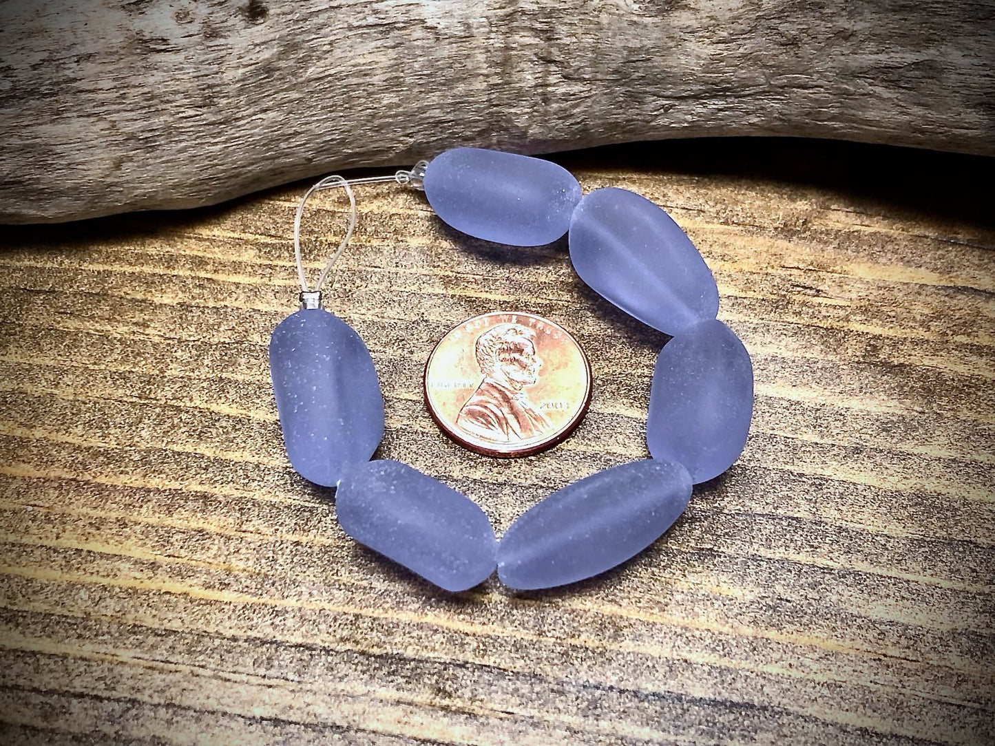 Periwinkle Nugget Designer Sea Glass Bead Strand