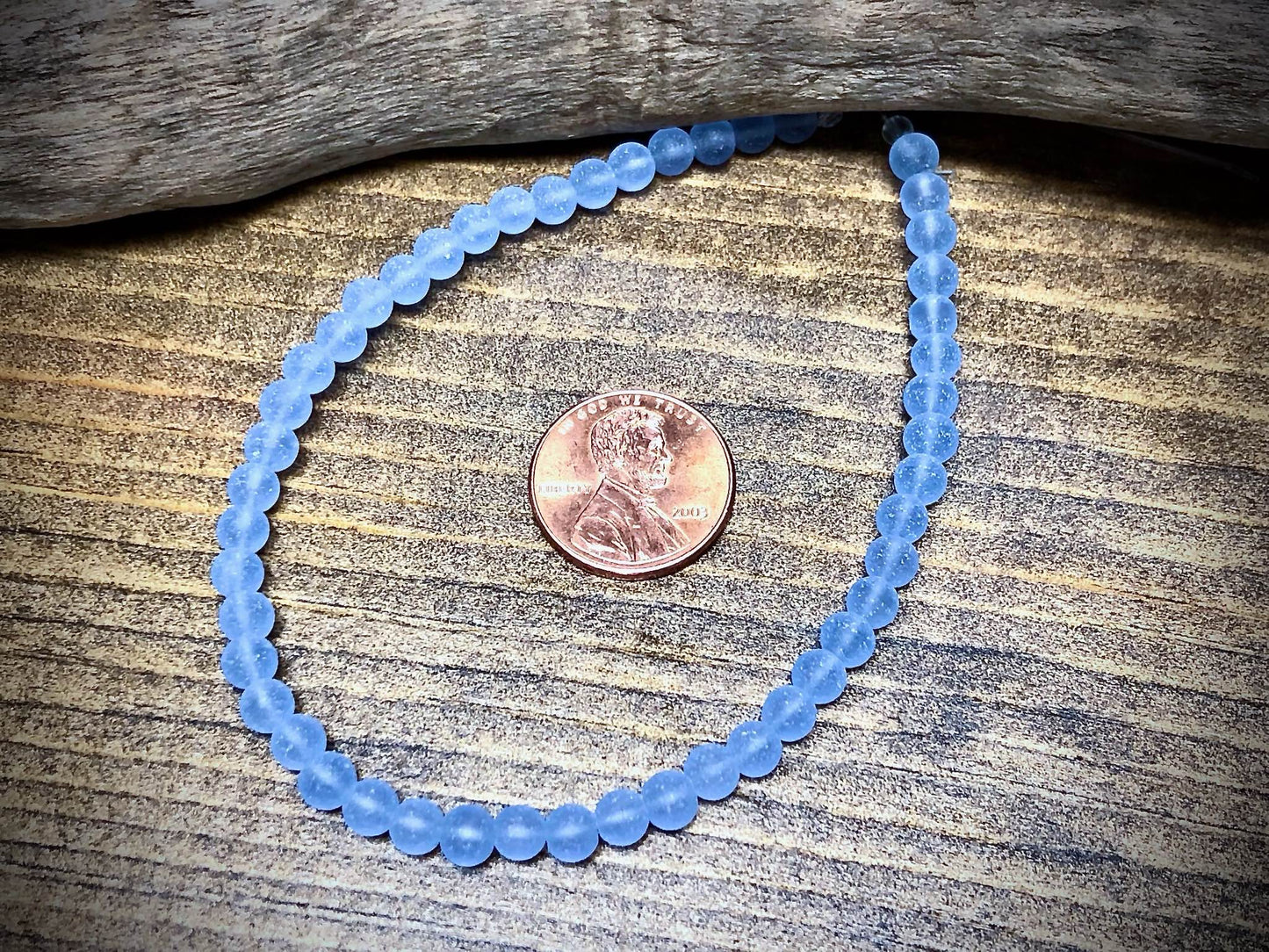 Periwinkle 4mm Round Designer Sea Glass Bead Strand
