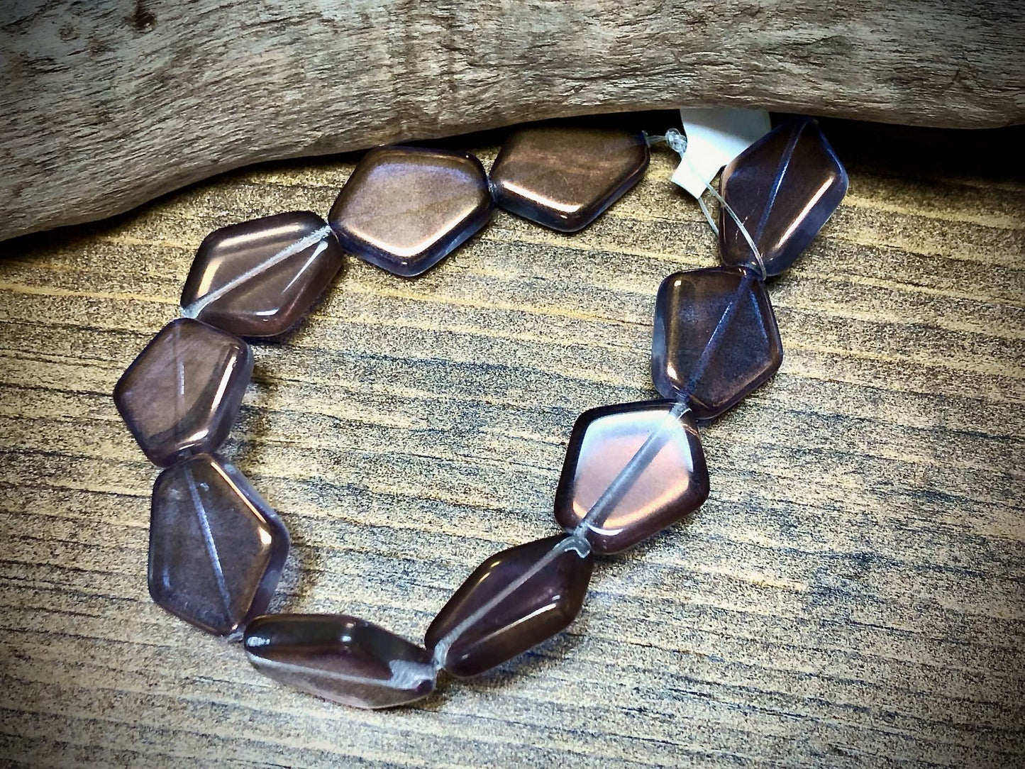 Transparent Purple Luster Pentagon Czech Glass Strand