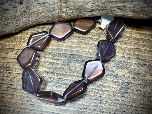 Transparent Purple Luster Pentagon Czech Glass Strand