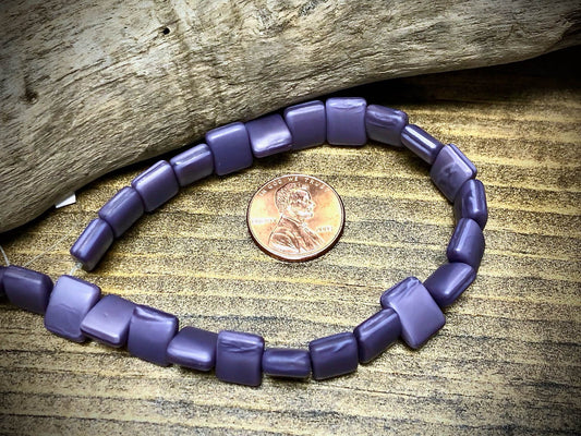 Small Purple Matte Rectangles Czech Glass Strand