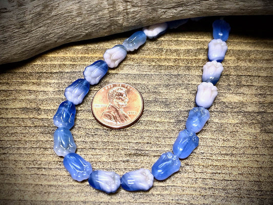 Periwinkle & Pink Tulip Czech Glass Strand