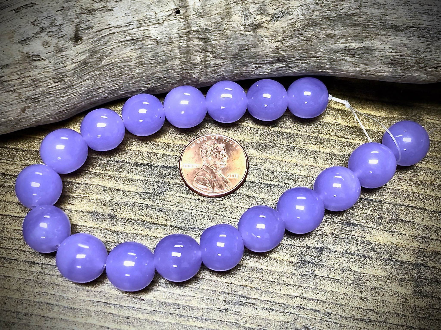 Light Purple Druk Beads Czech Glass Strand - 12mm