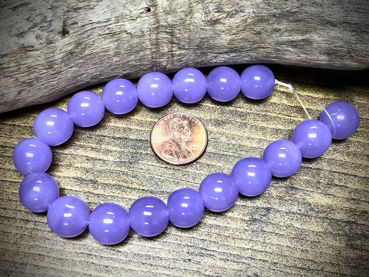 Light Purple Druk Beads Czech Glass Strand - 12mm