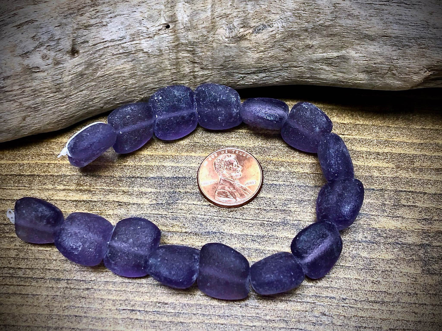 Transparent Purple Lava Rock Pillow Beads Czech Glass Strand