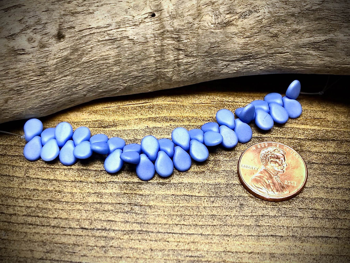 Czech Glass Matte Periwinkle Pearlized Pip Bead Strand