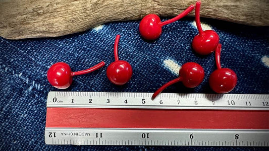 German Resin Bead Strand - Cherries - Red - 31mm x 15mm