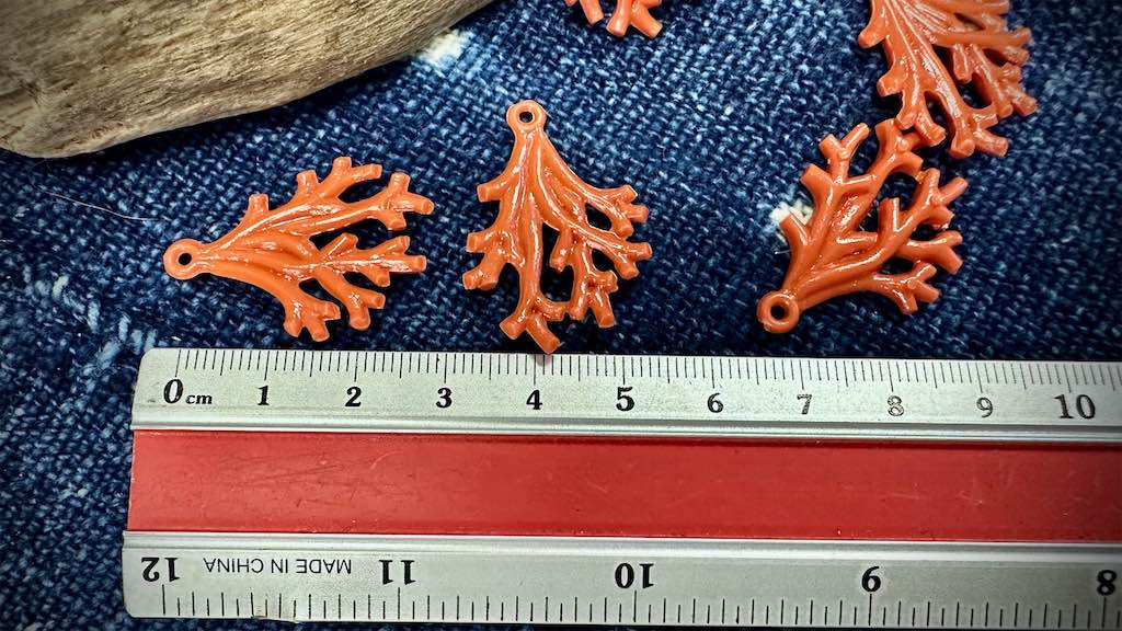 German Resin Bead Strand - Coral - Red - 32mm x 22mm