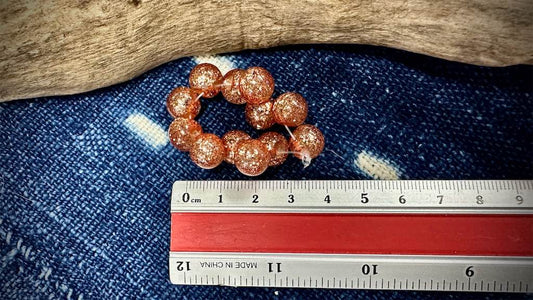 Italian Polyester Bead Strand - Glitter Baubles - Peach - 10mm