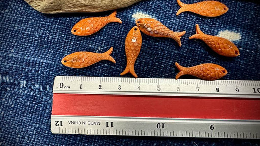 German Resin Bead Strand - Fish - Coral Marble - 28mm x 9mm