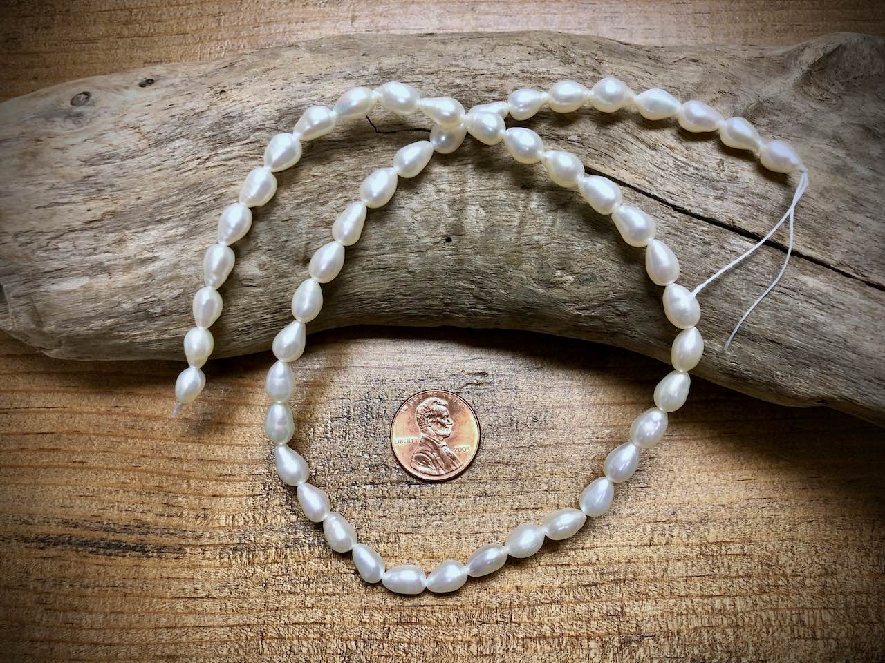 Old-Stock, Vintage Freshwater Pearls - 7-8mm x 6mm - 16”