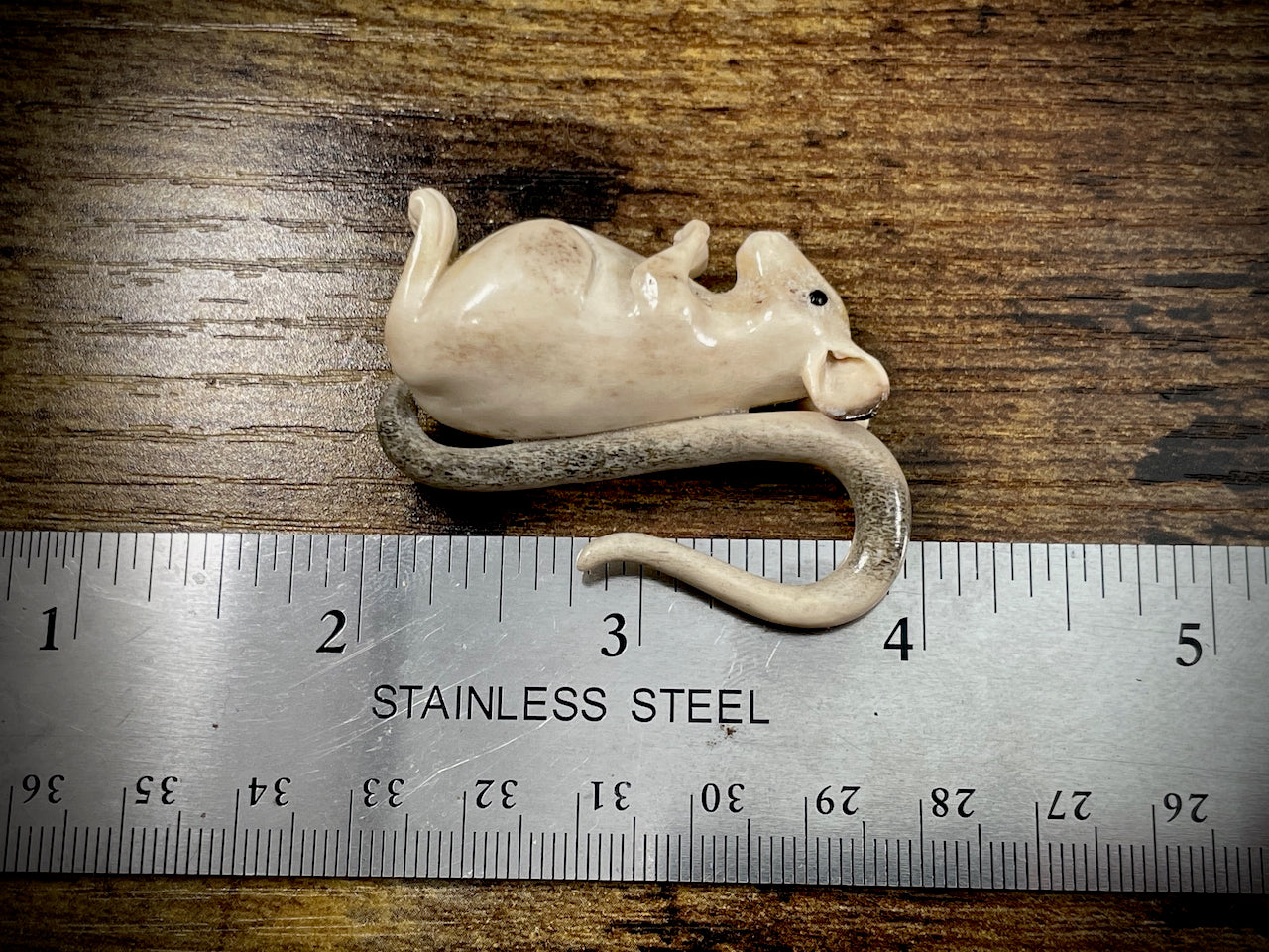 Hand-Carved Bone Mouse Sculpture #1