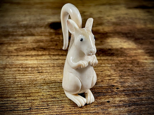 Hand-Carved Bone Mouse Sculpture #1