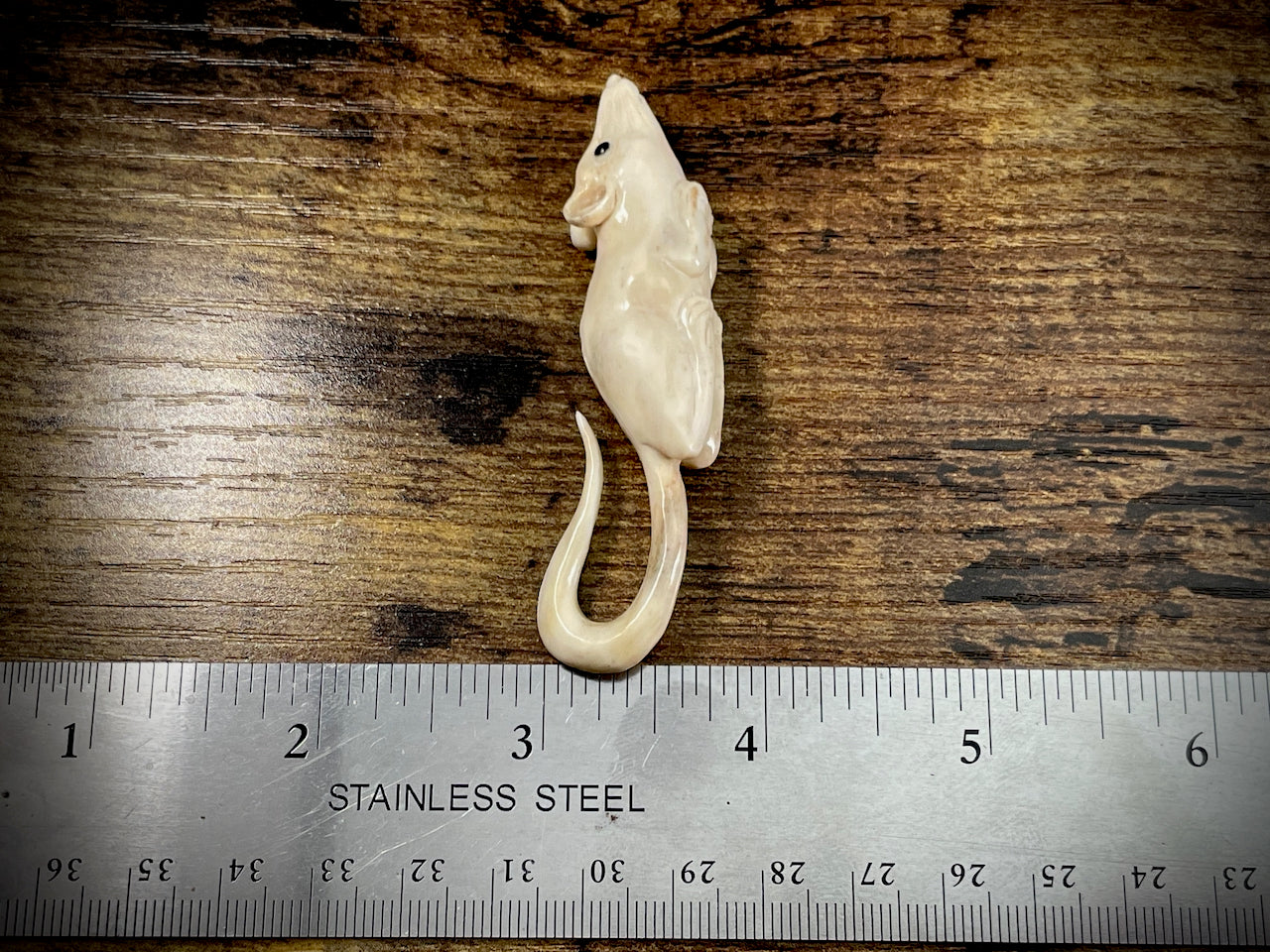 Hand-Carved Bone Mouse Sculpture #3