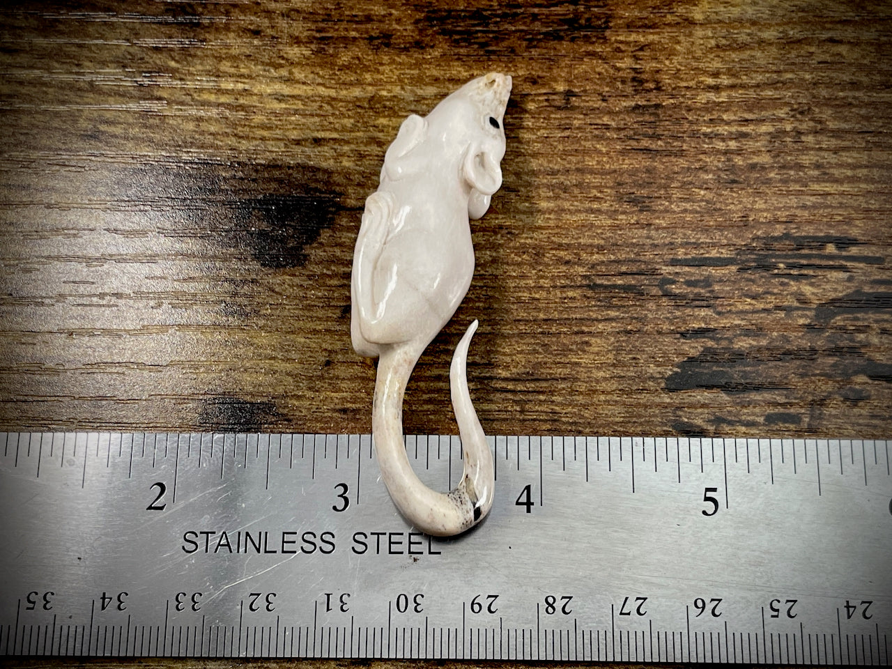 Hand-Carved Bone Mouse Sculpture #4