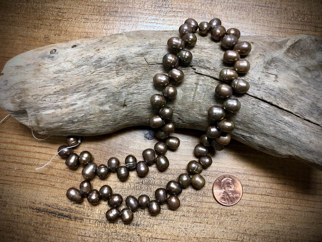 Old-Stock, Vintage Freshwater Pearls - 10mm x 7mm - 16”