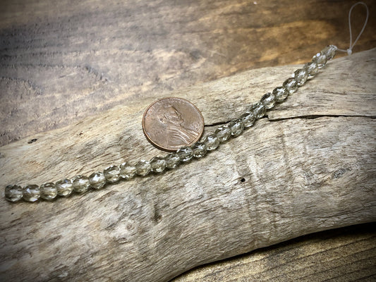 Czech Glass Fire Polished Bead Strand - Faceted Rounds - 5mm - 5”