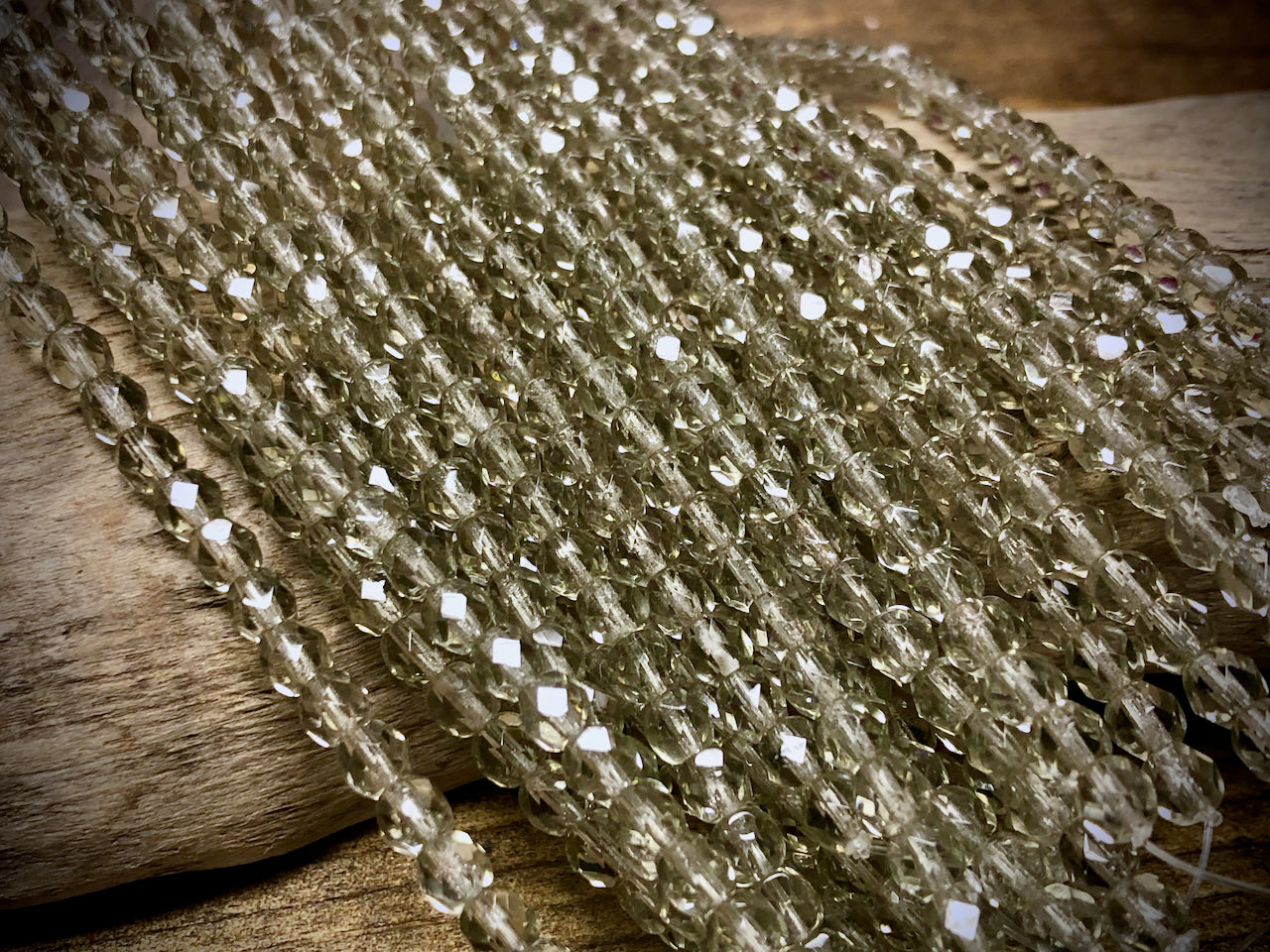 Czech Glass Fire Polished Bead Strand - Faceted Rounds - 5mm - 5”