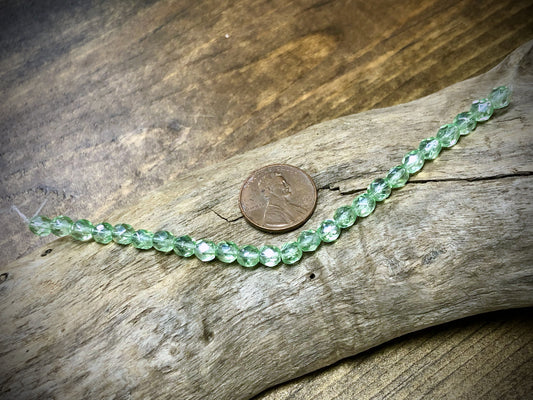 Czech Glass Fire Polished Bead Strand - Faceted Rounds - 5mm - 5”