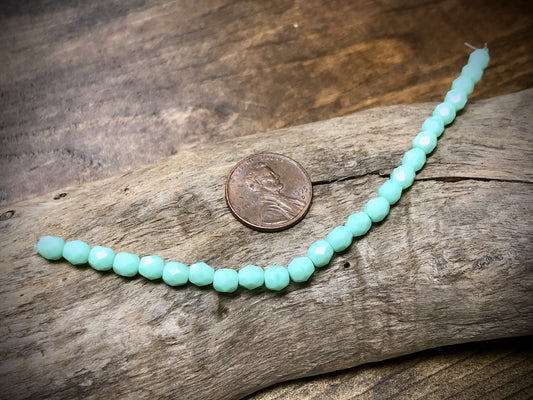 Czech Glass Fire Polished Bead Strand - Faceted Rounds - 5mm - 5”