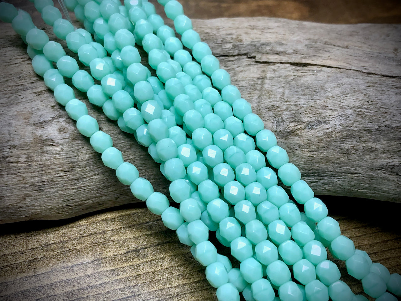 Czech Glass Fire Polished Bead Strand - Faceted Rounds - 5mm - 5”