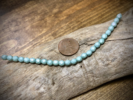 Czech Glass Fire Polished Bead Strand - Faceted Rounds - 5mm - 5”