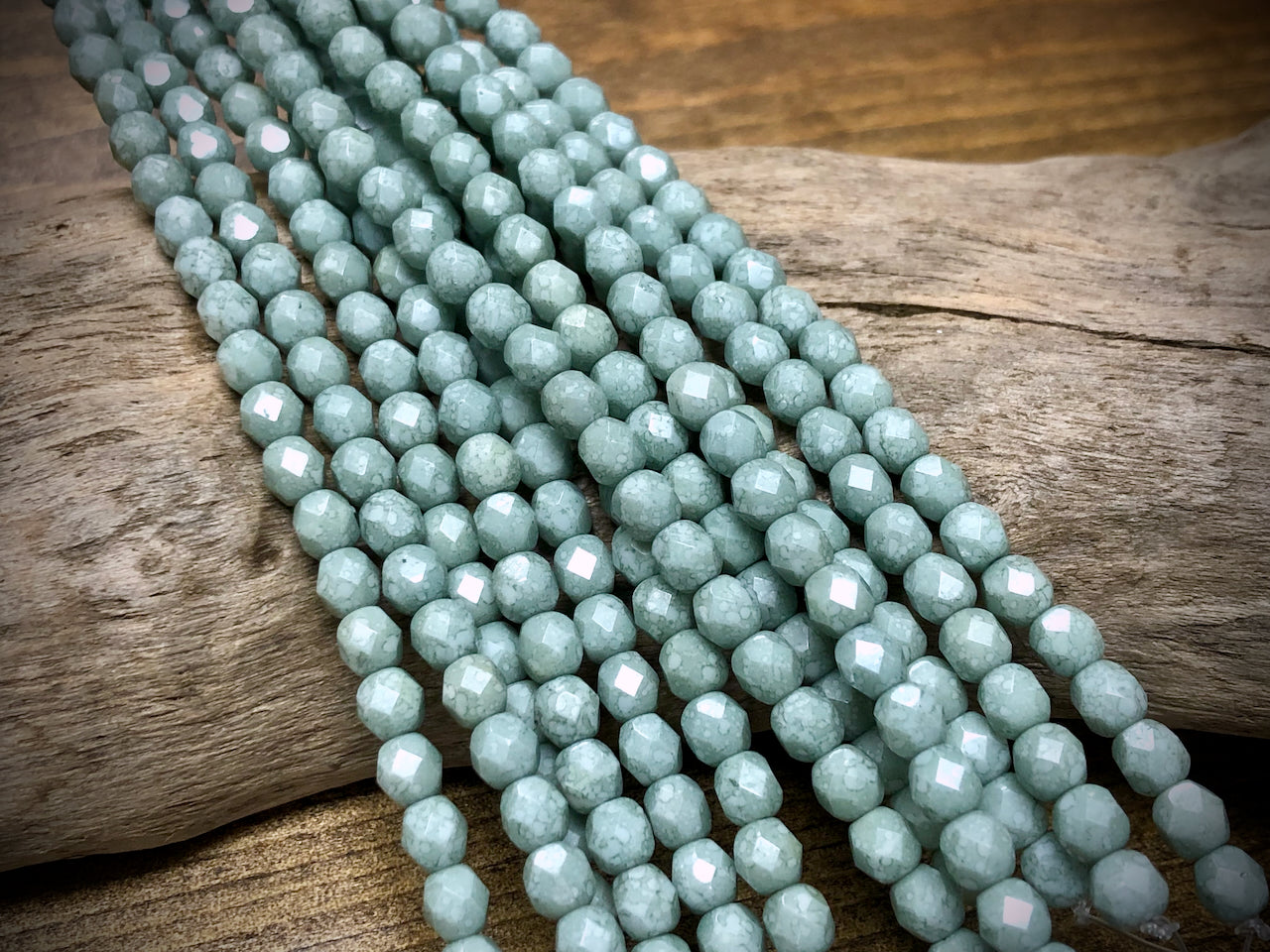 Czech Glass Fire Polished Bead Strand - Faceted Rounds - 5mm - 5”